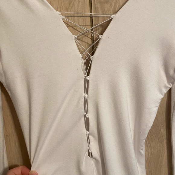 T by Alexander Wang Lace Up Bodysuit in White - Picture 3 of 7